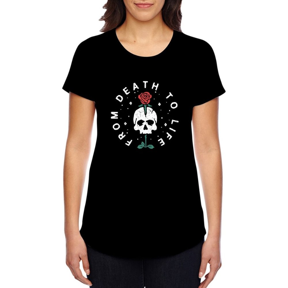 Women's Skull Graphic T Shirts - Black